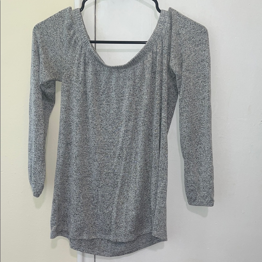 Gray Women's Off the shoulder Top Hollister small 3/4 sleeve